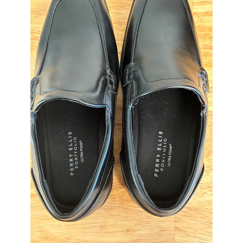 Perry Ellis Portfolio Sammy‎ Slip On Dress Shoes Kids Black Square Toe Size 1 - Picture 3 of 11
